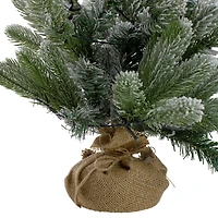 2ft. Pre-Lit Frosted Pine Artificial Christmas Tree in Burlap Pot, Warm White Lights