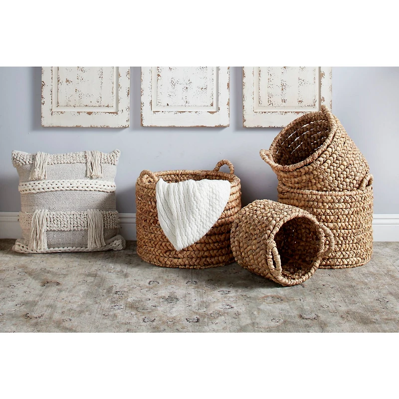 Brown Seagrass Coastal Storage Basket Set