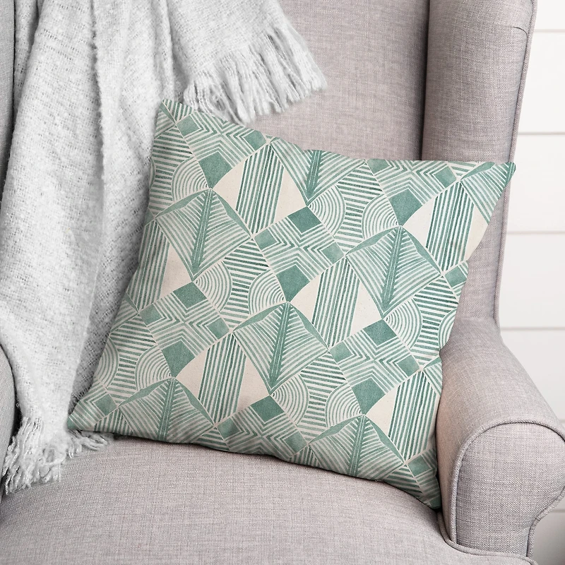 Abstract Leaves Geometric Throw Pillow