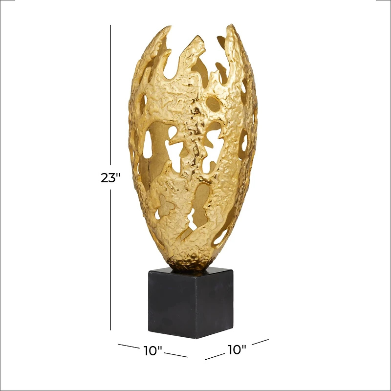 Gold Aluminum Contemporary Sculpture, 23" x 10" x 10"