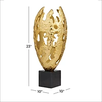 Gold Aluminum Contemporary Sculpture, 23" x 10" x 10"