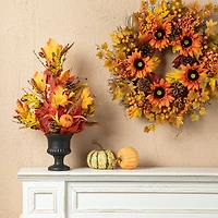 Glitzhome® 24" Fall Maple Leaf Urn Table Tree
