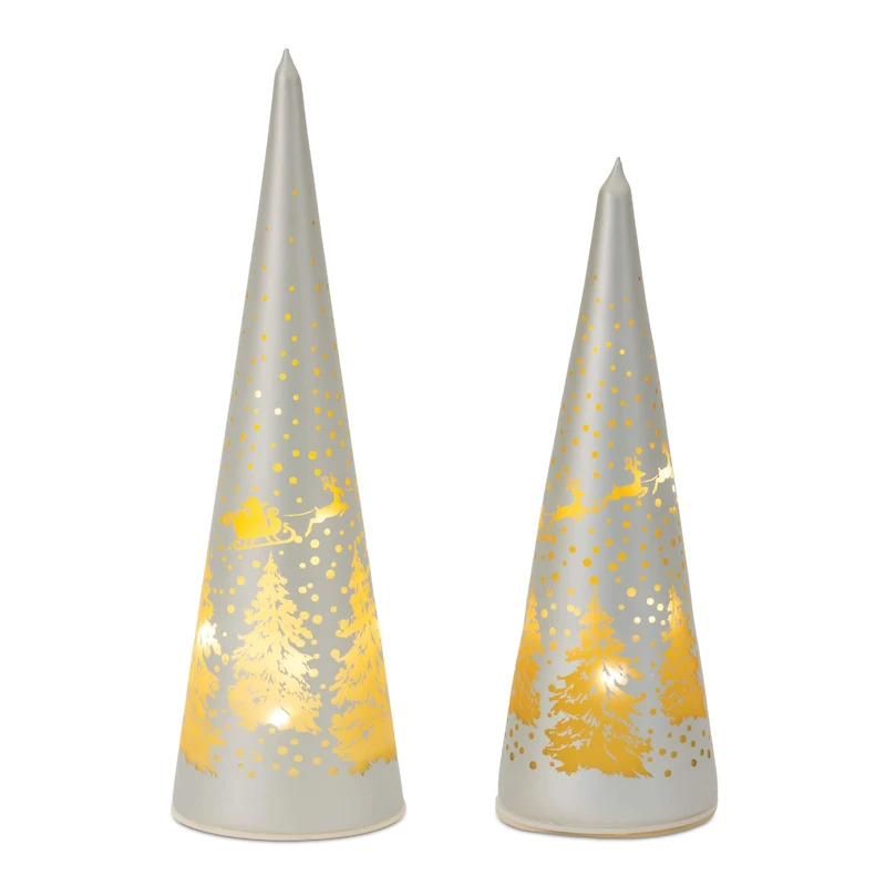 Frosted LED Glass Tree Décor Set
