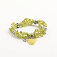 John Bead New Jade Peridot 4-Strand Bracelet with Jade Butterfly Charm