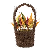 22" Autumn Harvest Hanging Basket with Artificial Fall Foliage
