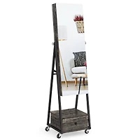 NEX™ 5ft. Dark Gray Jewelry Armoire on Casters with Chest Drawer