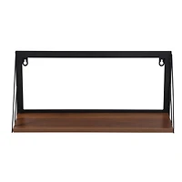 Honey Can Do Small Walnut Mid Century Modern Wall Mounted Shelf