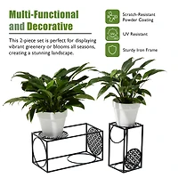 Glitzhome® Black Metal Wire Rectangular Nesting Planter Stand Set