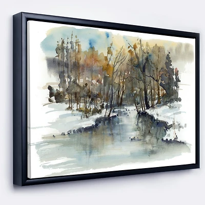 Designart - River in Woods Watercolor