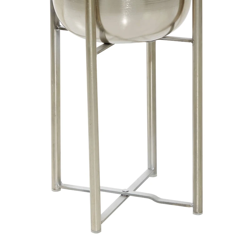 Silver Metal Glam Planter Set
