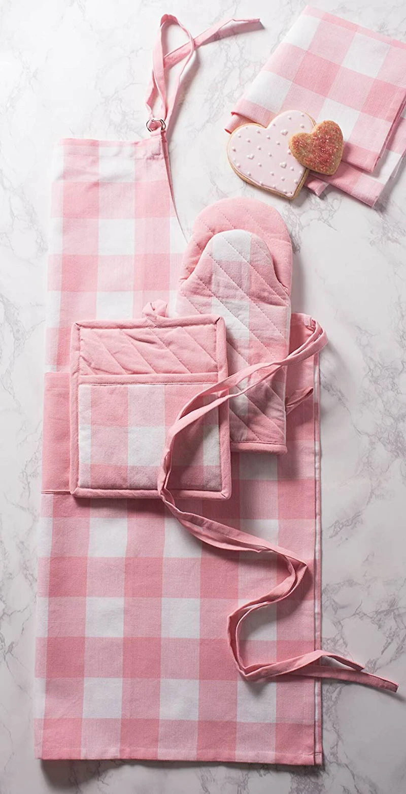 DII® Pink Buffalo Check Dishtowels, 3ct.