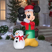 Airblown Disney Animated Mickey Putting Hat On Mickey Snowman