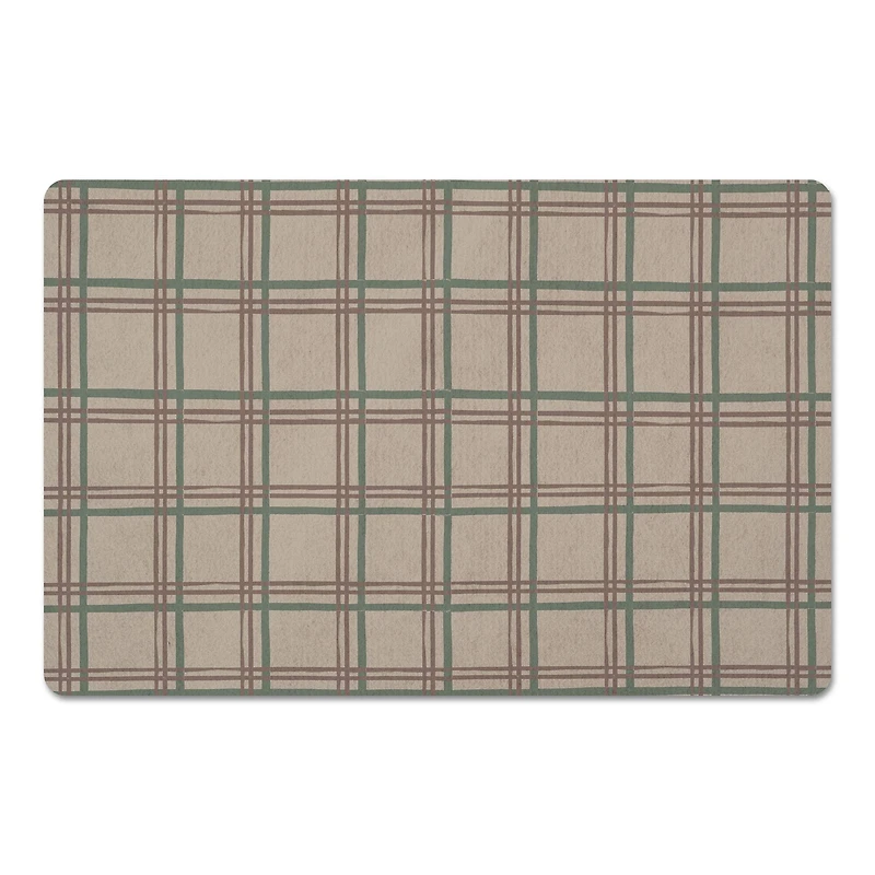Holiday Plaid on Brown Floor Mat