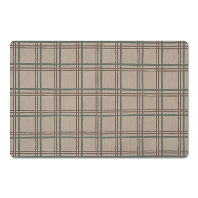 Holiday Plaid on Brown Floor Mat