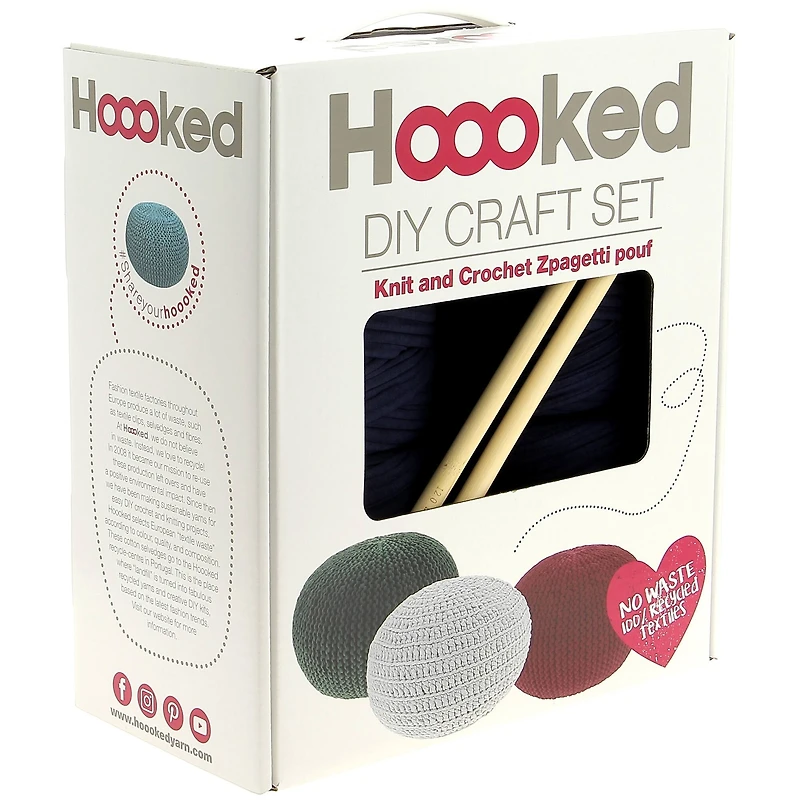 Hoooked Sailor Blue Knit & Crochet Pouf Kit