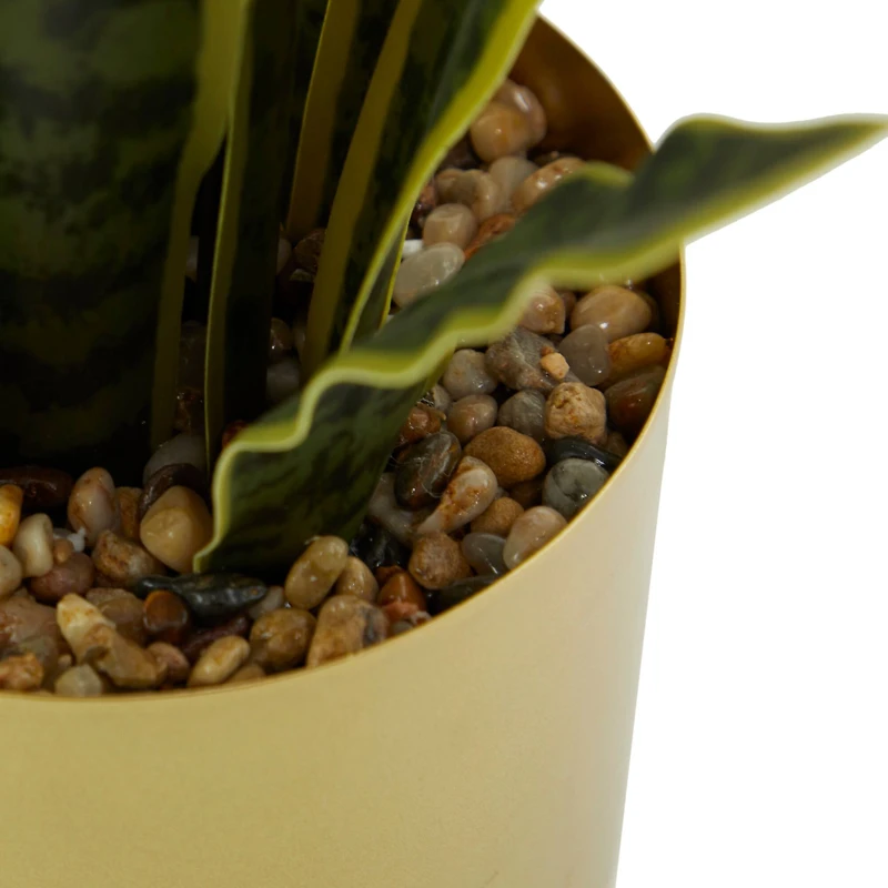 The Novogratz 20" Green Snake Faux Foliage Artificial Plant with Gold Porcelain Pot