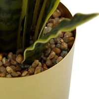 The Novogratz 20" Green Snake Faux Foliage Artificial Plant with Gold Porcelain Pot