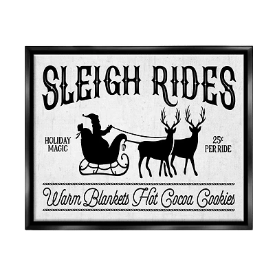 Stupell Industries Sleigh Rides Vintage Santa Claus Framed Floater Canvas Wall Art