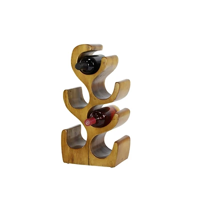 20" Brown Wood Rustic Wine Holder Rack