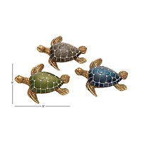 5" Brown Polystone Coastal Turtle Sculpture Set