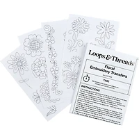 Floral Iron-On Embroidery Transfer Set by Loops & Threads®