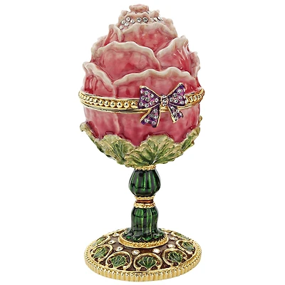5.5" A Garden Rose Treasure Romanov Style Enameled Egg