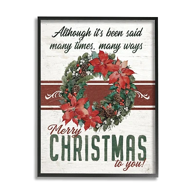 Stupell Industries Merry Christmas To You Vintage Poinsettia Framed Giclee Art