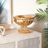 Gold Polystone Traditional Decorative Bowl, 9" x 11" x 11"