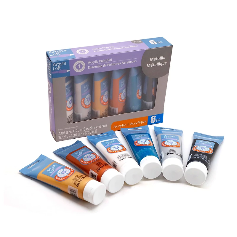 12 Packs: 6 ct. (72 total) Metallic Acrylic Paint Set by Artist's Loft™