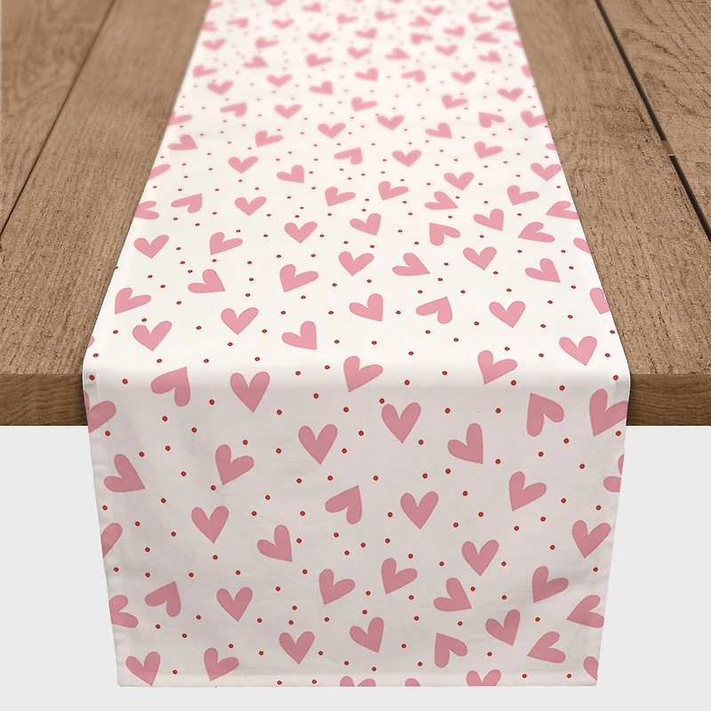Heart Polka Pattern 16" x 90" Cotton Twill Runner