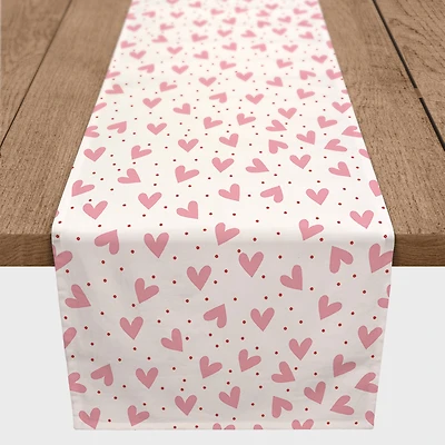 Heart Polka Pattern 16" x 90" Cotton Twill Runner