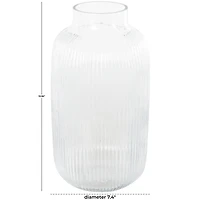 14" Clear Glass Ribbed Decorative Vase