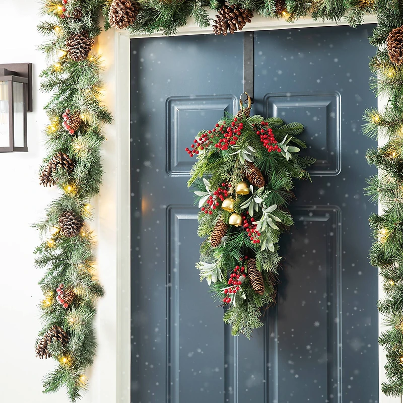 Glitzhome® 26" Berry, Pinecone & Bell Teardrop