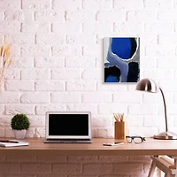 Stupell Industries Abstract Masculine Cobalt Blue Grey Black Design Wood Wall Plaque