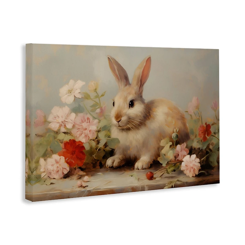 Stupell Industries Easter Bunny with Flower Bundles Canvas Wall Art