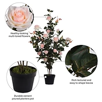 45" Artificial Pink Rose Plant in Pot