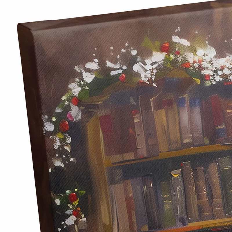 Santa Cozy Library 20" x 20" Canvas Wall Art