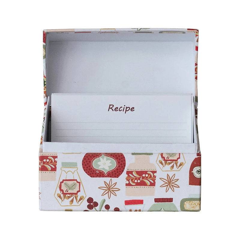 Hello Honey® 5.5" x 4" Holiday Printed Paper Recipe Box with Cards