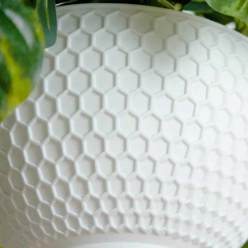 24" UV Resistant Artificial LED Pothos in White Hanging Basket