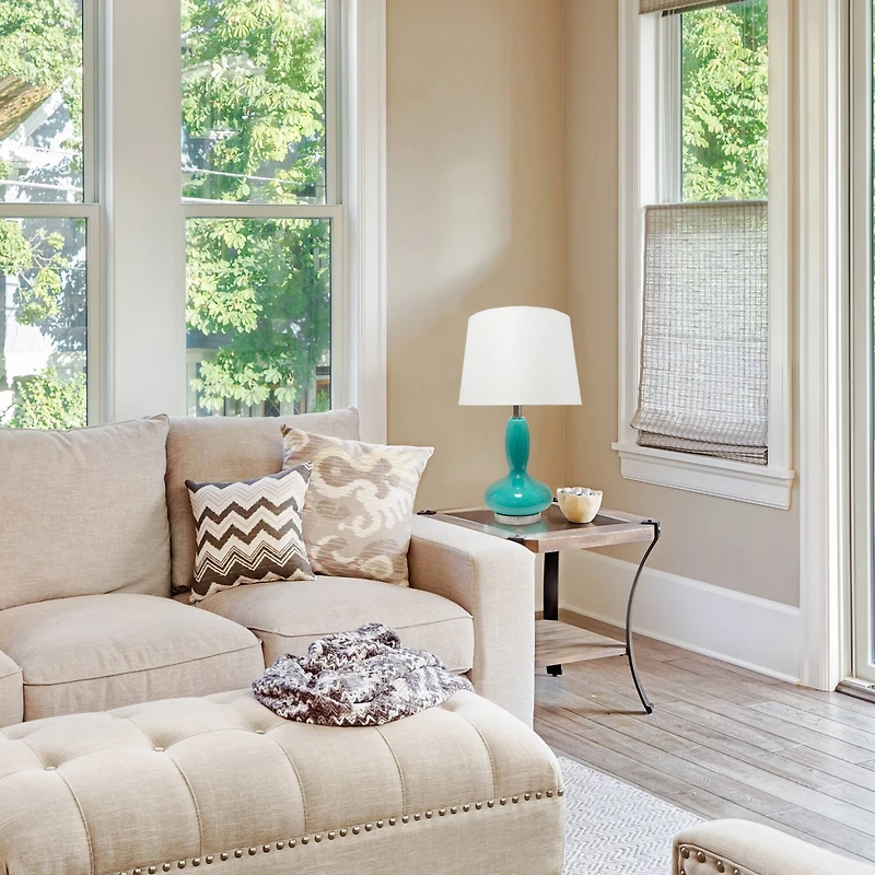 Lalia Home 23.5" Glass Dollop Table Lamp with White Fabric Shade