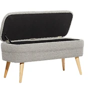 40" Contemporary Polyester & Wood Storage Bench