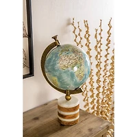 16" Blue Ceramic & Metal Coastal Globe