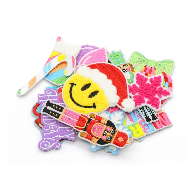 Christmas Brights 20 Piece Iron-On & Adhesive Patch Set by Celebrate It™