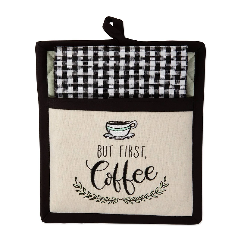 Coffee Time Embroidered Potholder Gift Set