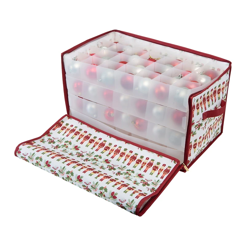 Laura Ashley Nutcracker Print 112ct. Stackable Christmas Ornament Storage Box