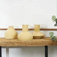 CosmoLiving by Cosmopolitan Yellow Metal Abstract Enameled Vase with Gold Handle Set