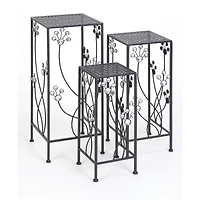 Black Metal Traditional Plantstand Set