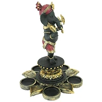 10" Standing Lord Ganesha on Lotus Flower Candle Holder Statue