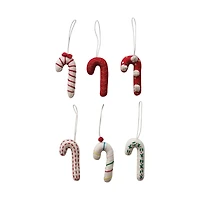 Hello Honey® 6 Pack 4" Embroidered Candy Cane Wool Felt Ornaments