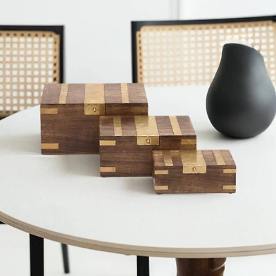 Brown Mango Wood Traditional Box Set